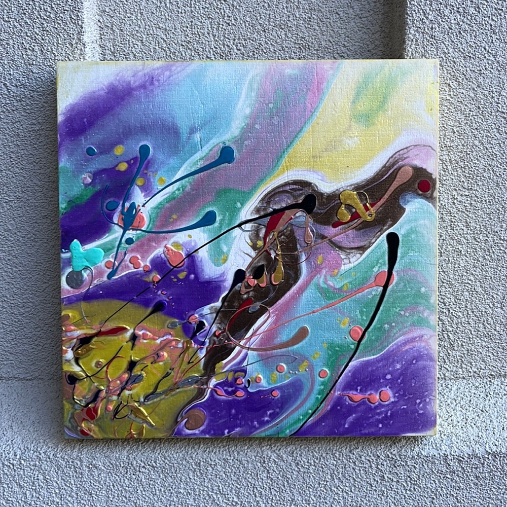 10 x 10” Acrylic Abstract Painting on wood canvas for Home Decor 🎨